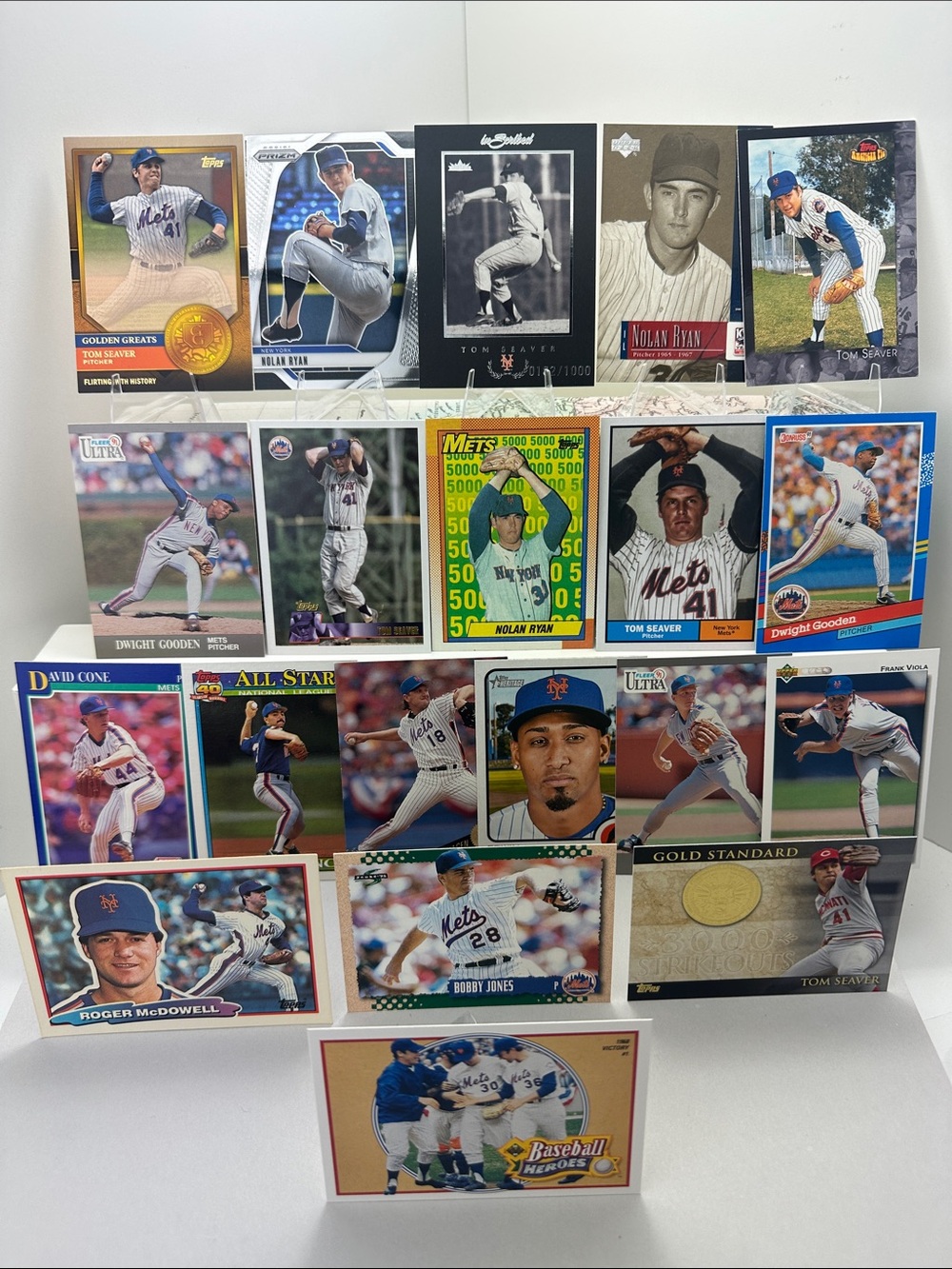 Tom Seaver /1000 + Nolan Ryan/John Franco/Viola/Cone Mets Aces lot of 20